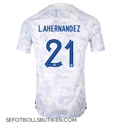 Frankrike Lucas Hernandez #21 Replika Borta matchkläder VM 2022 Korta ärmar